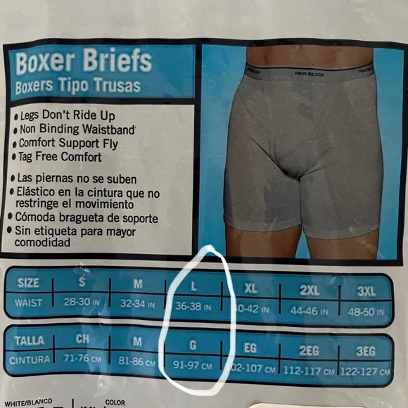 Fruit of the Loom 5 Pack Boxer Briefs L (36-38) Assorted Blues - Picture 8 of 10